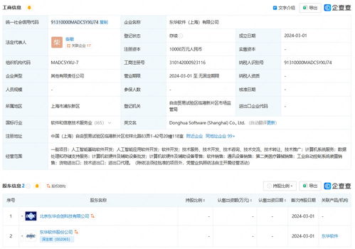東華軟件在上海成立新公司，布局AI業務與軟件開發